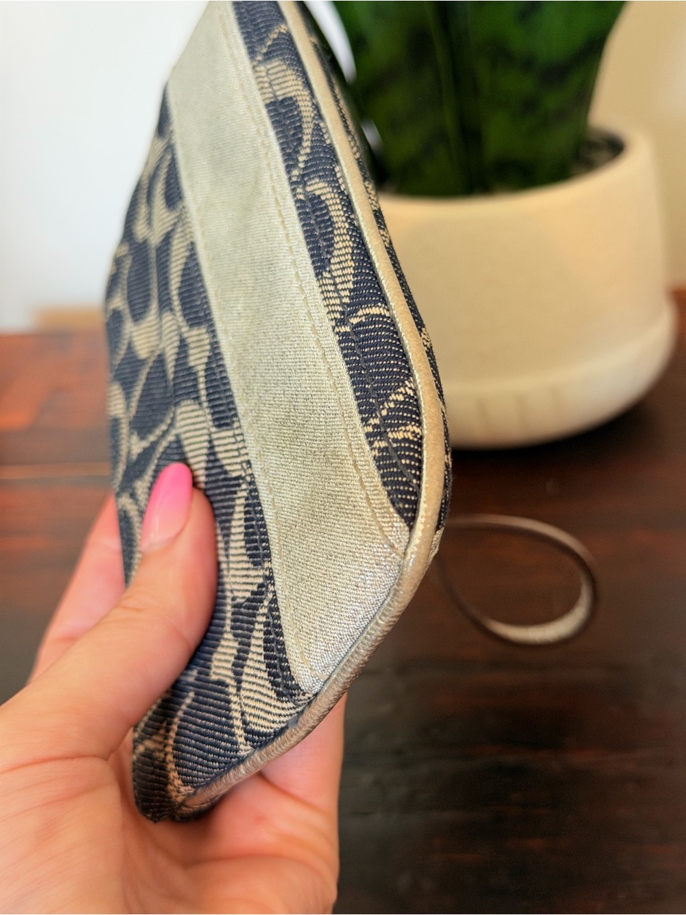 Coach Denim Signature Jacquard Wristlet with Silver Metallic - Picture 4 of 12